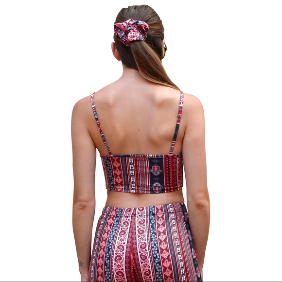 Bell bottom pants and crop cami top in Marsala paisley - Picture 7 of 7